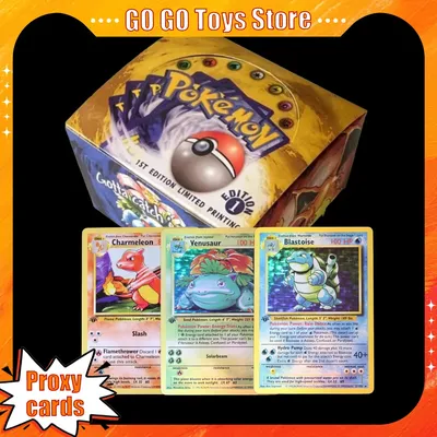 Pokémon Foil 33 Packs 1ST Edition Classic Base Set Proxy Cards PKM Games Board Games Whole Set Card Collection Toys Gift Image