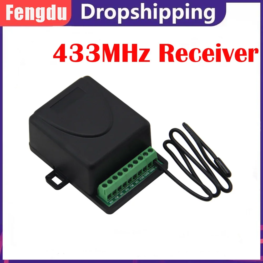 433,92 MHz 2-Kanal AC/DC 12–24 V RF Wireless Fernbedienung Schalter Garagentoröffner Image