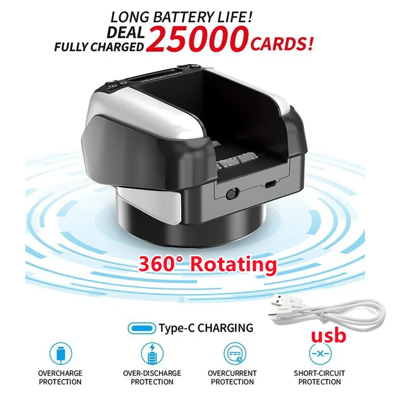2400mAh Wiederaufladbarer Automatischer Kartengeber 360 ° Rotierender Elektrischer Pokerkarten-Spender für Outdoor-Partys Image