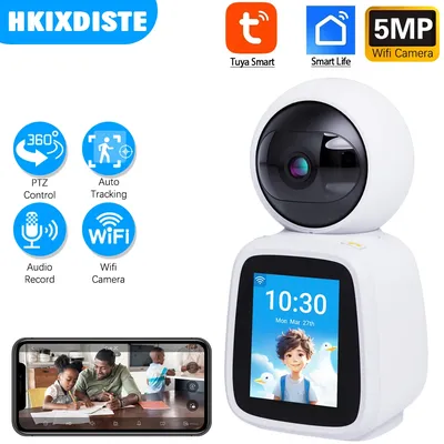 2,8 Zoll Bildschirm 5MP Tuya APP Zwei-wege-videotelefonanruf PTZ IP Dome Kamera AI Humanoiden Erkennung Home Security CCTV Baby Monitor
