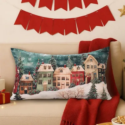 Weihnachts-Winter-Wunderland-Kissenbezüge, Weihnachtsdekoration für Zuhause, 2025, Weihnachts-Kissenbezüge, Navidad, Natal, Neujahrsgeschenk 2026 Image