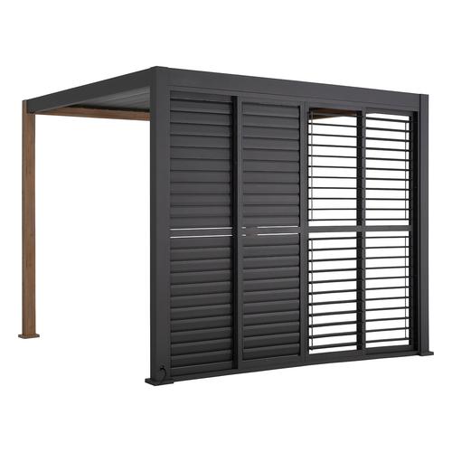 Persienne coulissante pour pergola bioclimatique EVORA Graphite Côté 3,6 m - L.340 x H. 236,5 cm Hespéride