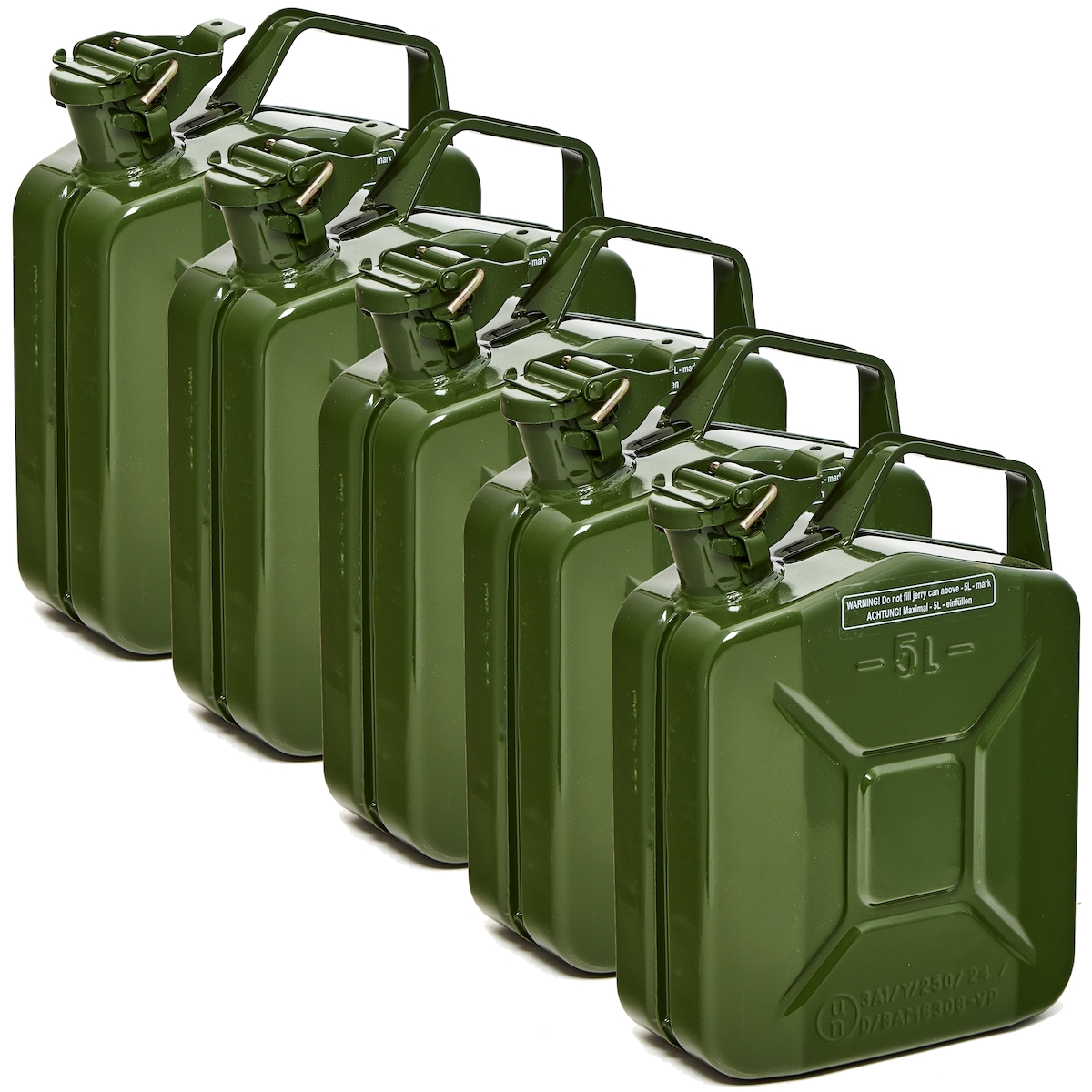 BW® Kraftstoffkanister Metall Benzinkanister 5x 5 Liter - Olivgrün - RAL 6003 - TÜV-geprüft und UN-Zulassung - Made in Europe Image
