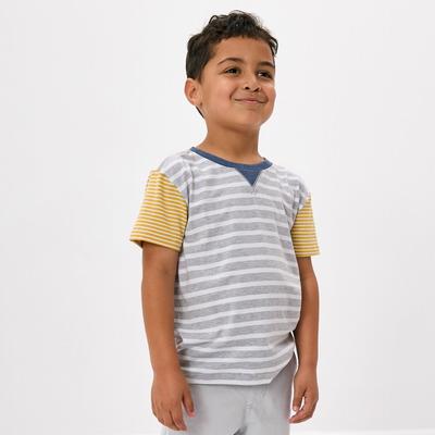 Heather Gray Stripes Relaxed Tee - 2T
