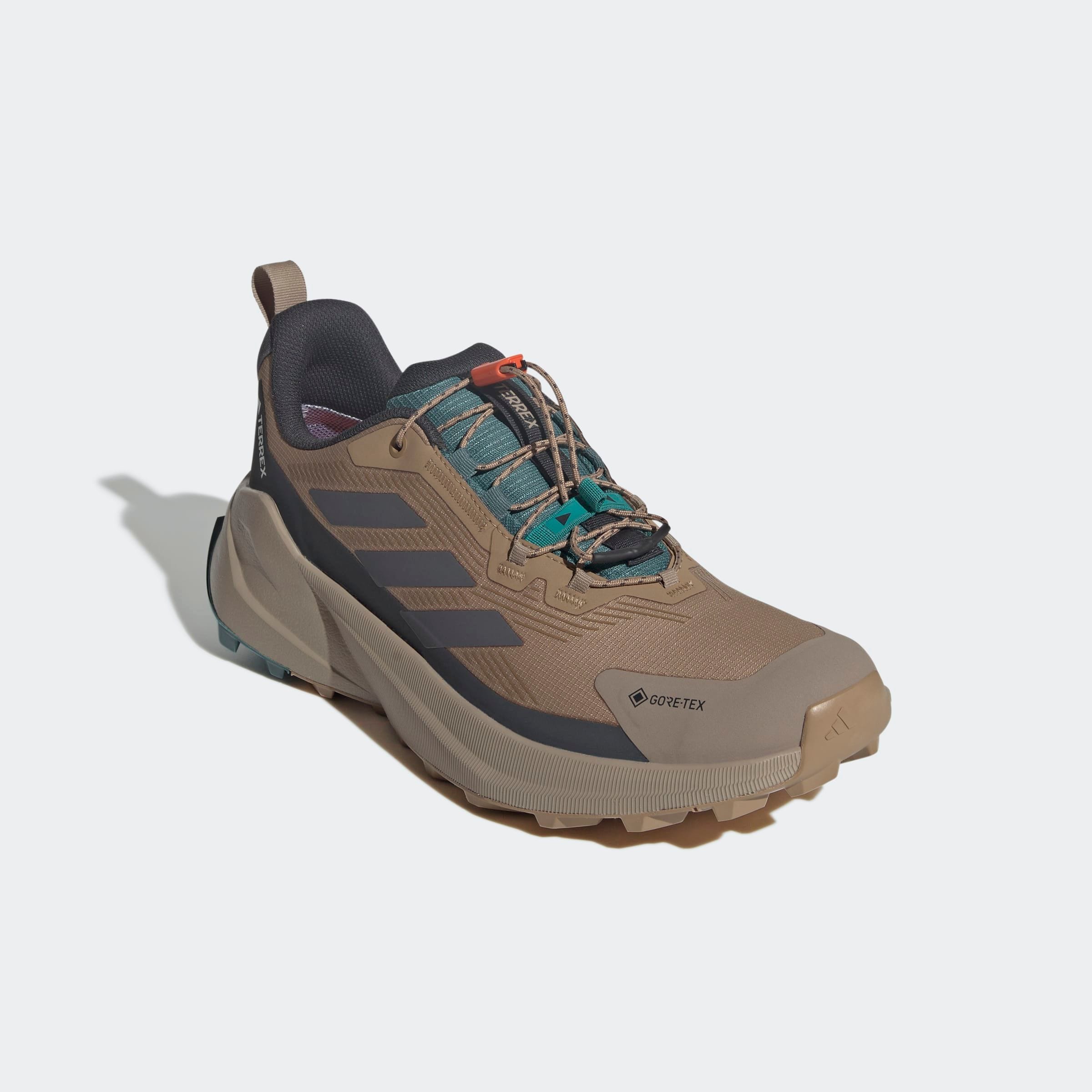Wanderschuh ADIDAS TERREX "TERREX TRAILMAKER 2 GORE-TEX SPEED LACE", Herren, Gr. 46, cardboard, grau five, carbon, Synthetik, Textil, Schuhe Wanderschuh, wasserdicht