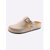 Hausschuh, Damen, Gr. 41, grau (taupe), Rindsleder, Basic, Schuhe