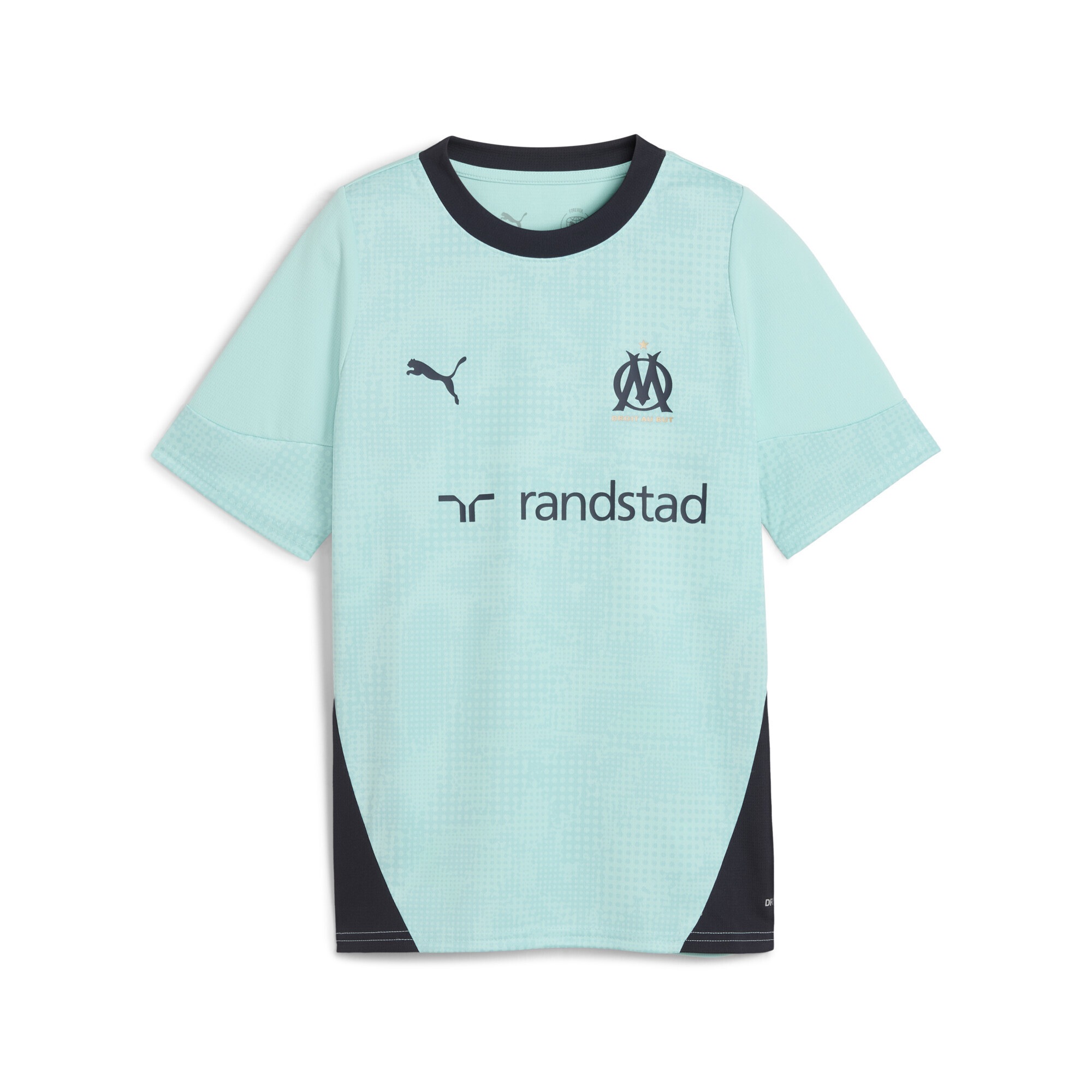 Trainingsshirt PUMA "Olympique de Marseille Trainingstrikot Jugendliche", Kinder, Gr. 164, blau (safe lake new navy blau), Obermaterial: 100% Polyester, regular fit, Rundhals, Shirts Image