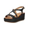Keilsandalette INUOVO "INUOVO Sandalen Leder", Damen, Gr. 39, schwarz, Leder, casual, Schuhe
