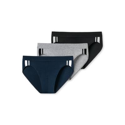 Rioslip SCHIESSER "95/5", Herren, Gr. 10, blau (904, blau, schwarz, grau, melange), Single Jersey, Obermaterial: 82% Polyamid, 18% Elasthan, unifarben mit Farbeinsatz, eng, Unterhosen, mit softem, tonalem Bund Image