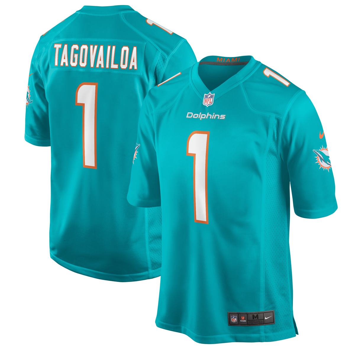 Footballtrikot NIKE "Nike Trikot Miami Dolphins NFL Home Game Jersey Tagovailoa 1", Herren, Gr. M, grün (mehrfarbig), 100% Polyester, Trikots