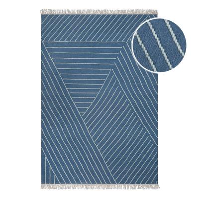 Teppich WECON HOME "Ocean Lines", blau, B:160cm H:11mm L:230cm, Schurwolle, Teppiche, handgewebt, robust, strapazierfähig, skandinavisch, Naturfaser Image