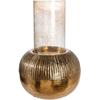 Windlicht CASABLANCA BY GILDE "Windlicht rund; zylindrisch Haley goldfarben", gold (goldfarben), B:25,5cm H:45,5cm T:25,5cm Ø:25,5cm, Aluminium, Kerzenhalter
