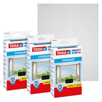 Insektenschutz-Fensterrahmen TESA "Insect Stop Standard Fliegengitter für Fenster - 1.3 m : 1.5 m", schwarz (rahmen: schwarz gewebe: schwarz), B:130cm H:150cm, Insektenschutzgitter, Insektenschutzgitter - Fliegenetz ohne Bohren - zuschneidbar Image