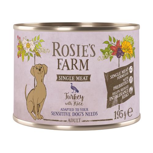 Rosie's Farm Single Meat Adult 6 x 195 g pour chien - dinde, riz