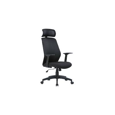 Dmora Bürostuhl Brisbane, Präsidentensessel mit Armlehnen und Kopfstütze, Ergonomischer Bürostuhl, 63x62h117/126 cm, Schwarz Image