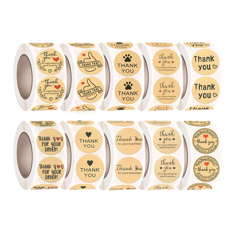 500 Stück/Rolle, 2,5 cm, „Danke für die Unterstützung meines Kleinunternehmens“, Aufkleber zum Versiegeln von Business-Briefpapieraufklebern zum Einkaufen im Laden Image