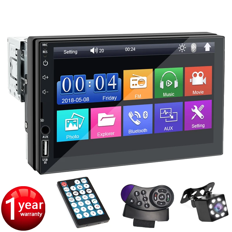 7 Zoll Autoradio 1 Din MP5 Multimedia-Player Touchscreen FM ISO Power Aux Eingang Bluetooth USB Spiegel Link Universal Autoradio Image