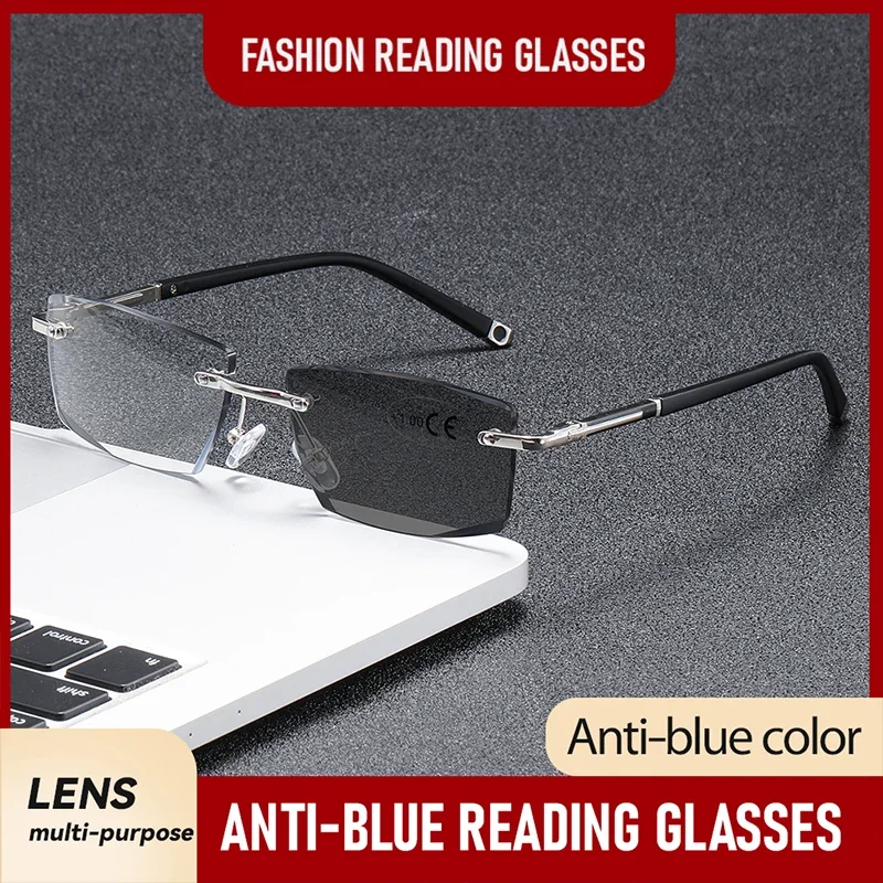 Rahmenlose multifokale/farbwechselnde Lesebrille, neutrale Entfernung, Dual-Use-Business-Brille, klare Lesung neuer Erfahrungen Image