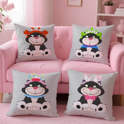 MINISO Disney Lucifer Kissenbezug, hautfreundlicher und bequemer Stoff-Kissenbezug, unsichtbarer Lilky-Reißverschluss Image
