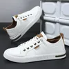 Klassische weiße Herren-Sommerschuhe, große Größe 48, Leder-Freizeitschuhe für Herren, atmungsaktiv, niedrige flache Schuhe, Herren, Zapatos para hombre