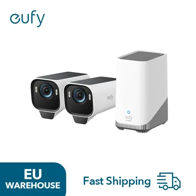 eufyCam S3 Pro 2-Cam Kit Solarkamera Outdoor Wireless MaxColor Nachtsicht 4K Sicherheitskamera mit Solarpanel Forever Power