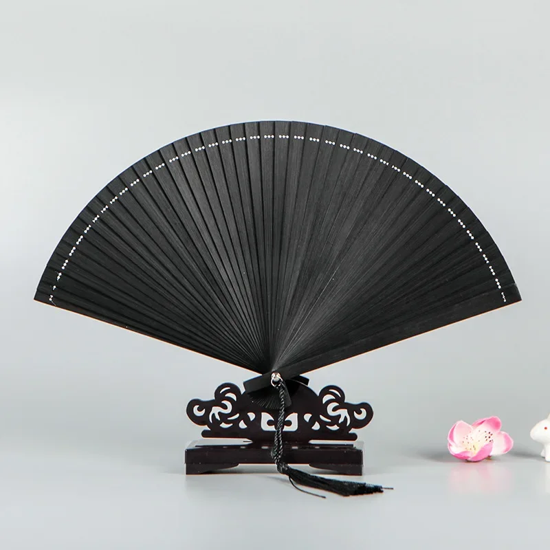 Eleganter Bambus-Handfächer, faltbar, mit Quaste, für Damen und Mädchen, Sommer, Party, Hochzeit, Geburtstag, Tanz, Geschenk, perfekt für Hanfu Cheongsam Image