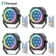 Fieryzeal 4PCS 7LED 4IN1 RGBW Par Light con RGB Halo Light Strip DMX Stage Light Ricaricabile LED Par Light per DJ Disco Party