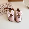 Kinder Frühling Herbst Mädchen Mode Bogen PU Leder Schuhe Prinzessin Schule Student Hohl Bogen Wohnungen Größe 21-30