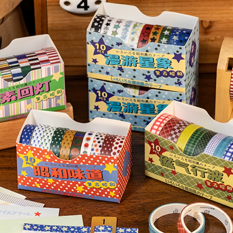 2 Rollen Showa-Handbuch, Basic-Washi-Tape-Set, Handbuch im antiken Stil, Material, Collage, DIY, Sammelalbum, Umschläge, Postkarten, Milchkarten