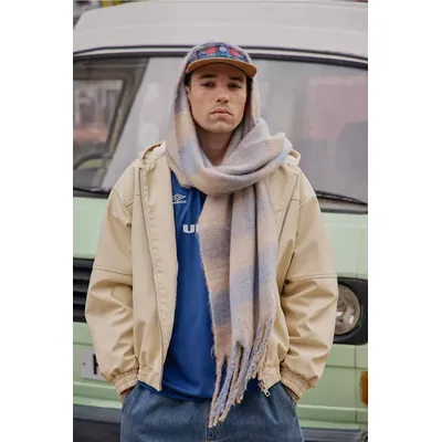 Loom Blue Check Scarf - Blue at Urban Outfitters