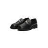 Loafer TOMMY HILFIGER "CREST SQUARISH TOE PENNY LOAFER", Damen, Gr. 38, schwarz, Leder, unifarben, klassisch, Schuhe, Blockabsatz, Slipper, Businessschuh mit Schmuckelement