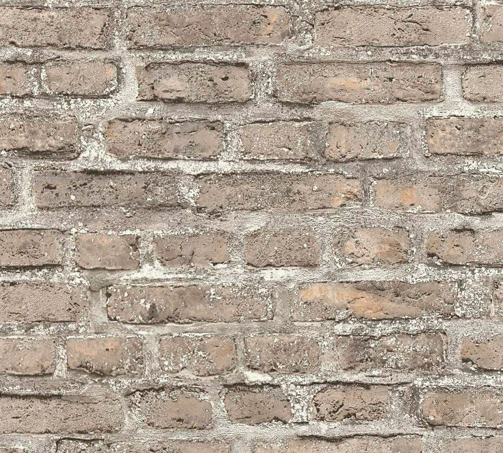 Vliestapete LIVING WALLS "Neue Bude 2.0", braun (hellbraun grau), B:0,53m L:10,05m, Vinyl, Vlies, Tapeten, Landhaus Tapete Stein Tapeten Wohnzimmer Schlafzimmer Küche Flur Optik