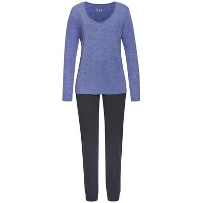 Pyjama VIVANCE DREAMS, Damen, Gr. 32/34, lila (lila, meliert), Single Jersey, Obermaterial: 90% Viskose, 10% Polyester. Unterteil: 100% Baumwolle, meliert, Basic, Basic schmal lang, Rundhals, Langarm, Homewear-Sets, Schöner Melangeeffekt Image