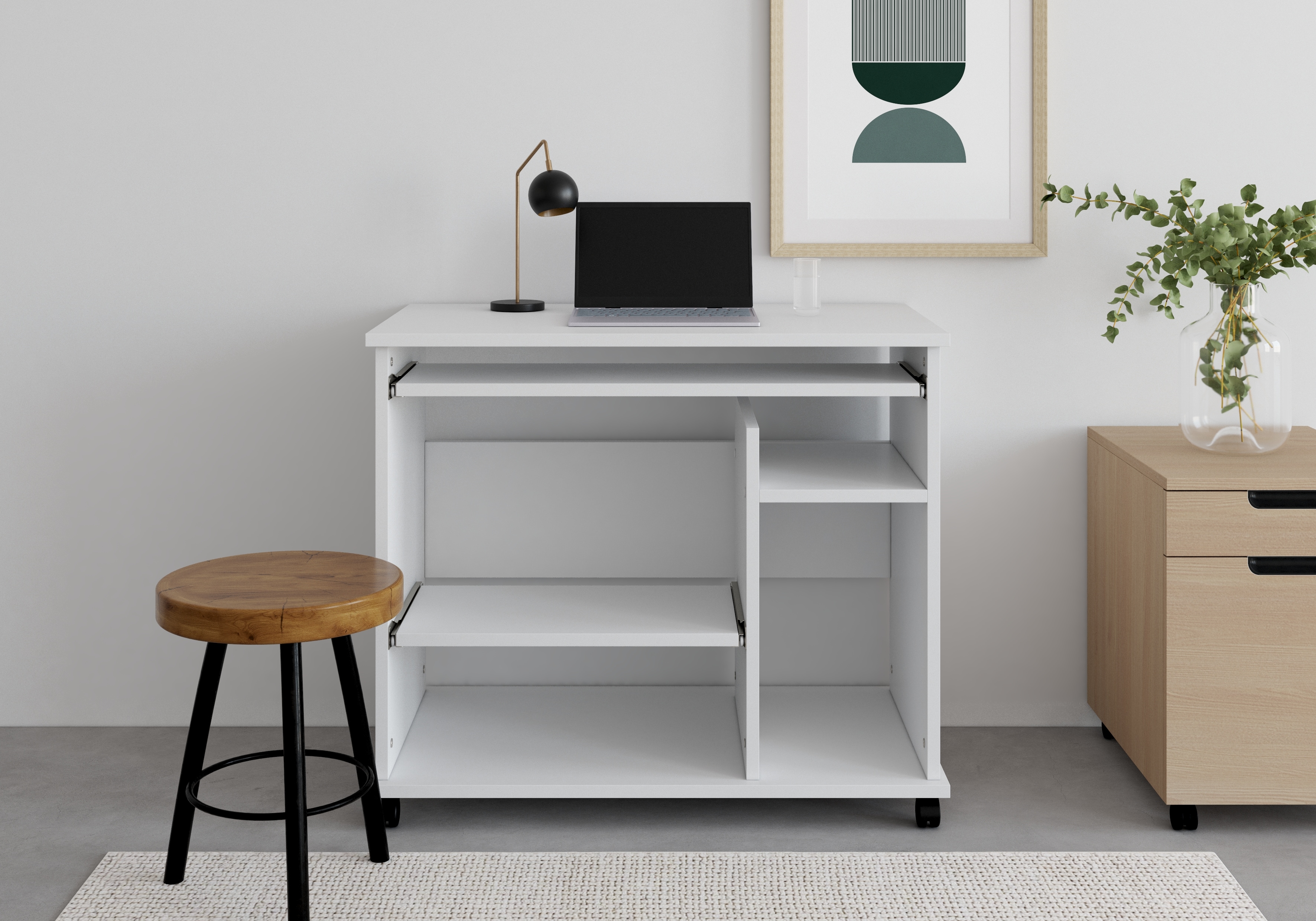 Computertisch VOGL MÖBELFABRIK "Compi", weiß, B:90cm H:76cm T:50cm, Tische, Computertisch