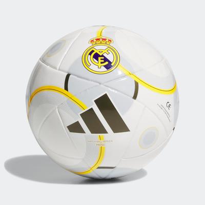 Fußball ADIDAS PERFORMANCE "RM MINI HOME" Gr. 1, weiß, bold gold, lgh solid grau, Bälle, Kinder, 1, 0,4 g, Real Madrid, B:22,3cm in Gr. 1 H:17,3cm in Gr. 1 T:22cm in Gr. 1
