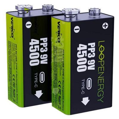 OTTO Office 2x USB-Akkus mit Ladekabel »LoopEnergy PP3 9V« E-Block 500 mAh Image