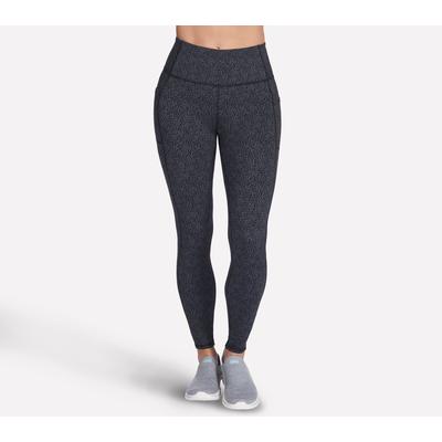 Skechers Women's GO WALK Full Length High-Waisted Daisies Legging | Size 2XL | Gunmetal/Black | Nylon/Spandex