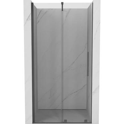 Velar ausziehbare Duschtür 90 cm, transparent, gun gray gebürstet - 871-090-000-01-66 - Mexen Image