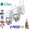 2x Telecamera Esterna Icsee Cam Ptz Wifi Camera Wireless Esterno Smart Zoom