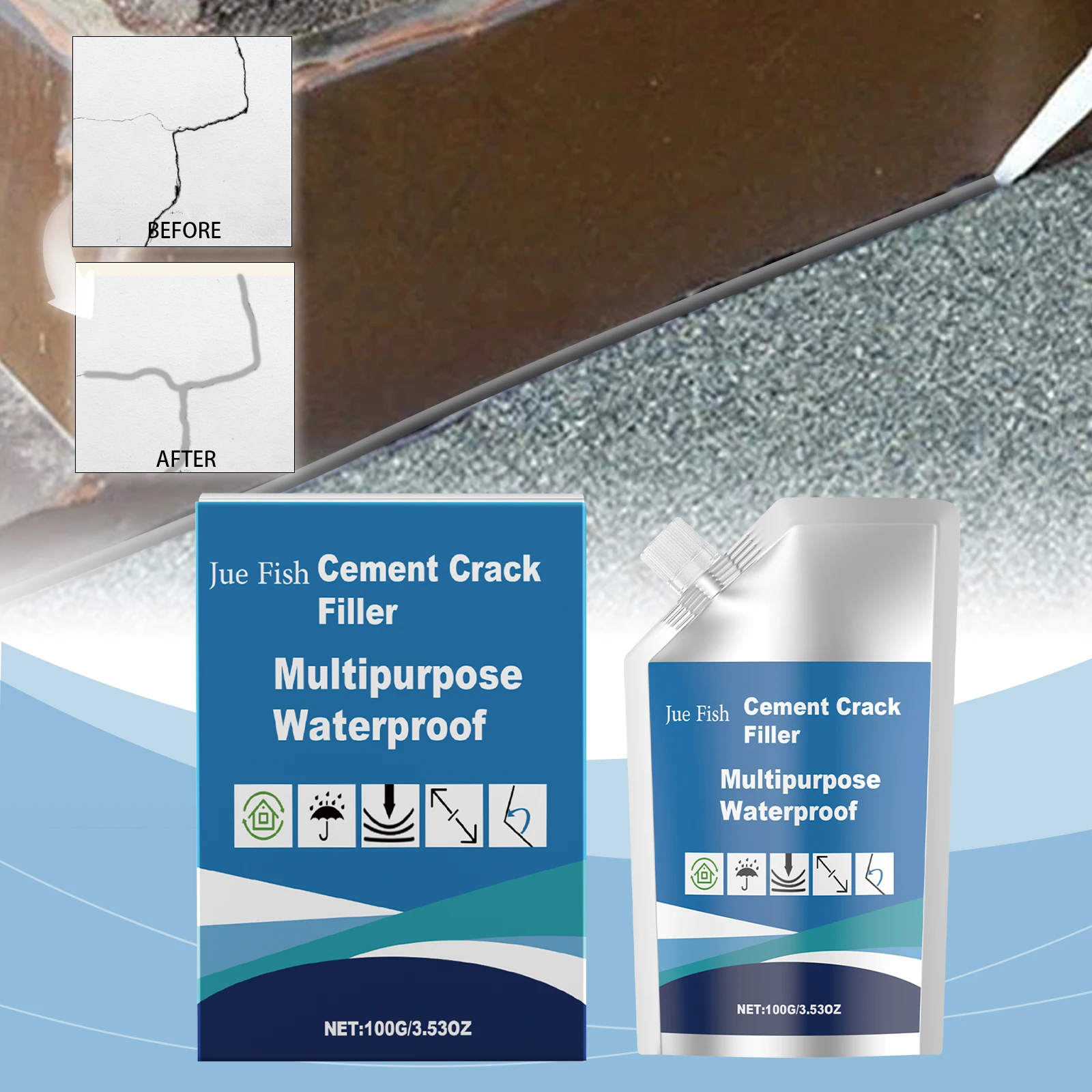 Auslauffreier Fliesenkleber, Reparaturkleber, Keramik, Marmor, Bodenfliesen, WC, Waschbecken, Reparaturkleber, Rissreparatur, Dichtungskleber, Verfugungskleber