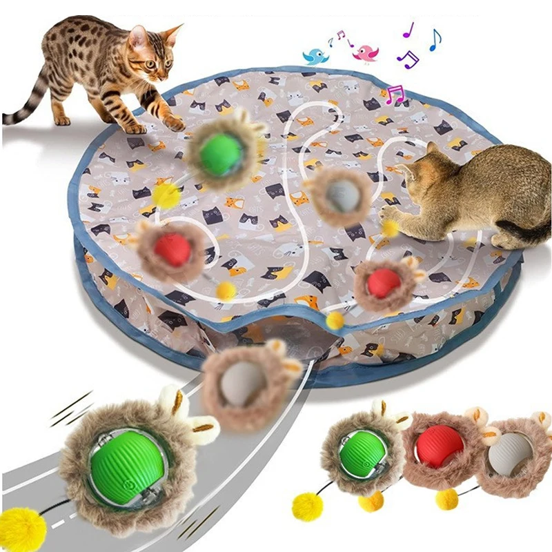 Intelligenter interaktiver Katzenspielzeugball, schnell rollender Beutel, Versteckspielzeug, bewegungsaktiviertes interaktives Katzenspielzeug für den Innenbereich Image