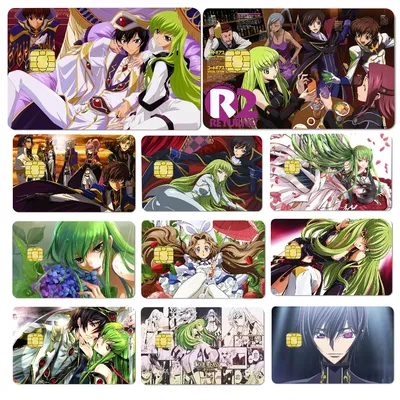 Anime Code Geass Lelouch Of The Rebellion Aufkleber 4 Stück PVC Kreditkarten-Haut-Aufkleber Abnehmbare selbstklebende Schutzfolie Image