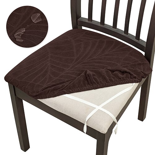 1/4/6 Stück wasserdichter Jacquard-Stuhlsitzkissenbezug, dehnbarer und abnehmbarer Sitzschutz, rutschfester, waschbarer Bezug für Esszimmerstühle, Küche, Büro und Zuhause Image