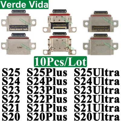 10Pcs Charging Port Dock Connector For Samsung Galaxy S25 S24 23 Ultra S22 S21 S20 Plus S10 Note10 S20FE S21FE S23FE S24FE S25FE