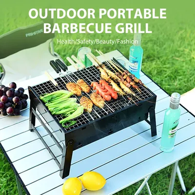 Portable BBQ Grills Foldable Steel Home Patio Barbecue Charcoal Stove Grills Tool Outdoor Cooking Camping Picnic Beach BBQ Grill