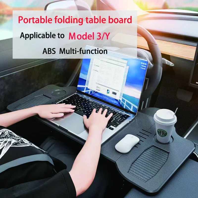 Auto Tablett Tisch Auto Laptop Schreibtisch Klapp Lenkrad Tisch Tablett Für Tesla Modell 3/Y Auto Lenkrad Laptop schreibtisch Image