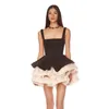 2025 Frauen Promi Sexy Ärmelloses Patchwork Kuchen Schwarz Kleid Elegante Abend Club Party Outfit