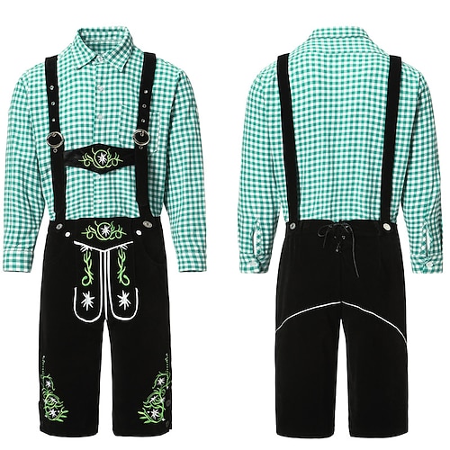 Oktoberfest Lederhosen Hemd Bayerisch Deutsch München Wiesn Herren Karneval Party Bier Festival Stoff im traditionellen Stil Image