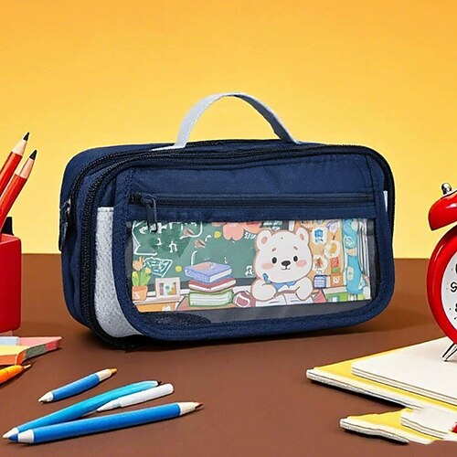 Mode Bleistift Case für Kinder Kreatives Design Einfarbig Schreibwaren Scrapbook Aufbewahrungstasche Schulsachen Image