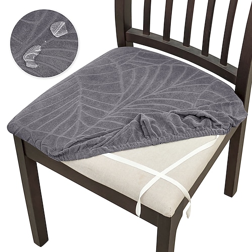 1/4/6 Stück wasserdichter Jacquard-Stuhlsitzkissenbezug, dehnbarer und abnehmbarer Sitzschutz, rutschfester, waschbarer Bezug für Esszimmerstühle, Küche, Büro und Zuhause